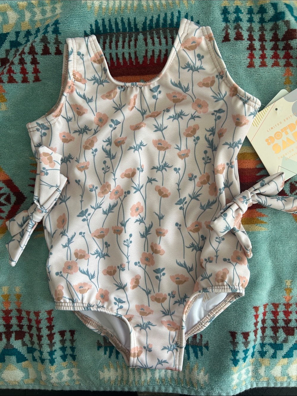 Dot Dot Smile Floral One-Piece Swimsuit in Light Pink & Blue